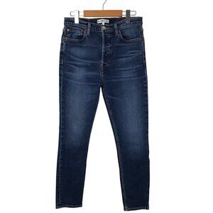 RE/DONE Originals Jean High Rise Ankle Crop 5 Pocket Button Up Size 28